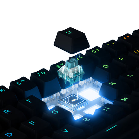 Mchose ace 60 pro hall effect magnetic switch gaming keyboard (zwart, us lay-out (qwerty), ice blue magnetic, 60%, rgb, hot swap, pbt keycaps, hall effect sensor)