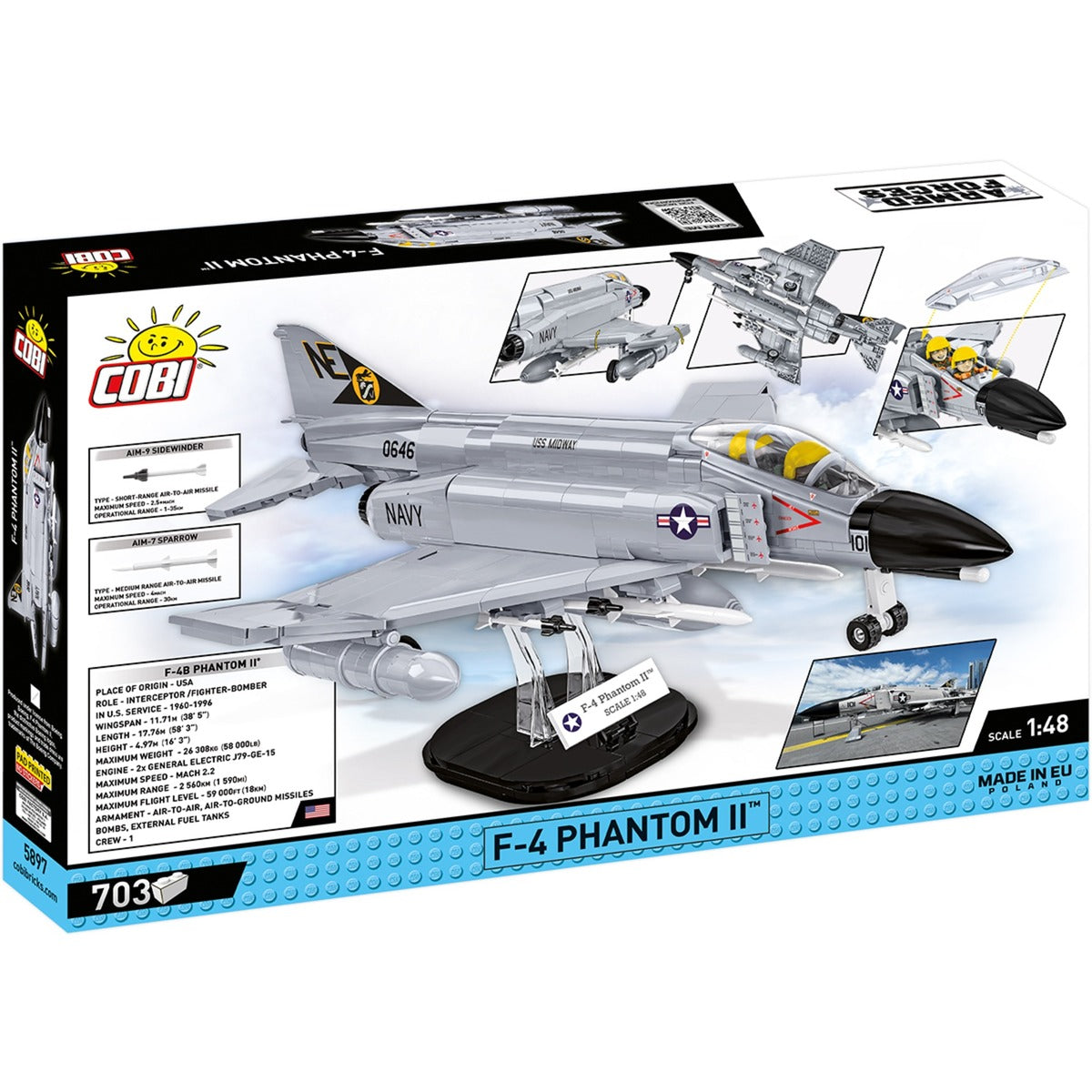 Cobi armed forces - f-4 phantom ii - uss midway constructiespeelgoed (schaal 1:48)