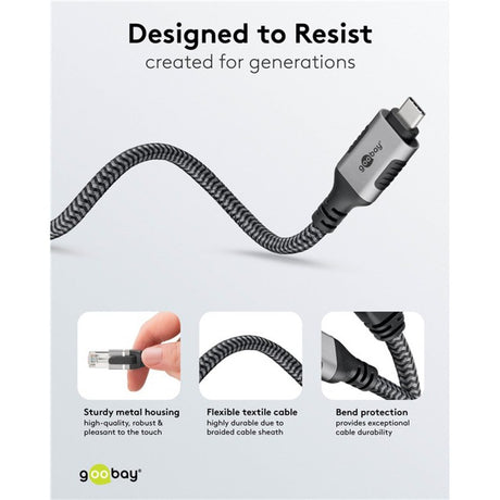 Goobay netwerkadapter usb-c 3.2 gen1 naar rj-45 (zwart zilver, 2 meter)