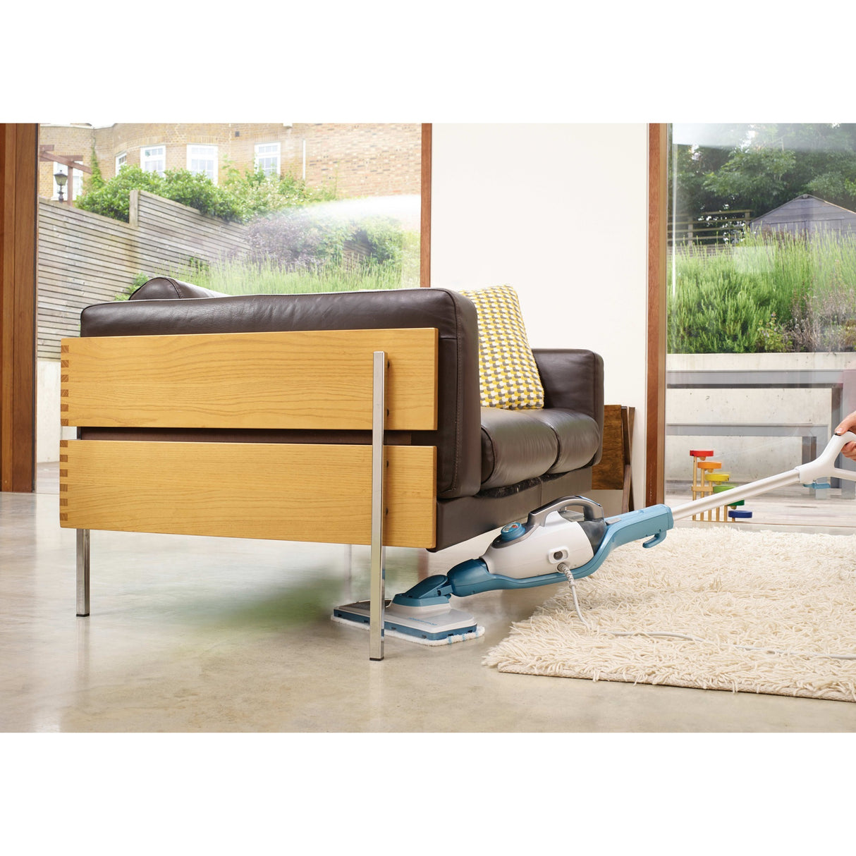 Black+decker fsmh1321 1600w steam-mop met 6 accessoires stoomreiniger (wit blauwgrijs)
