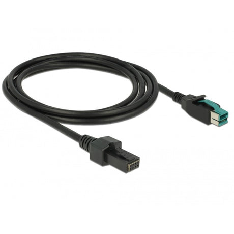 Delock poweredusb kabel male 12 v > 2 x 4 pin male voor pos printers en terminals (zwart, 2 meter)