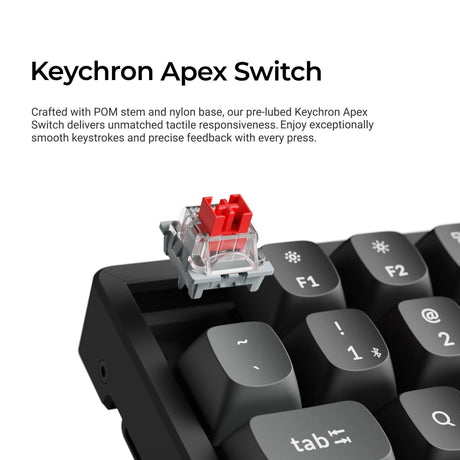 Keychron k2 ultra 8k wireless custom mechanical keyboard (zwart, us lay-out (qwerty), apex brown, 75%, rgb leds, osa double-shot pbt, usb-c | 2.4 ghz | bluetooth 5.2)