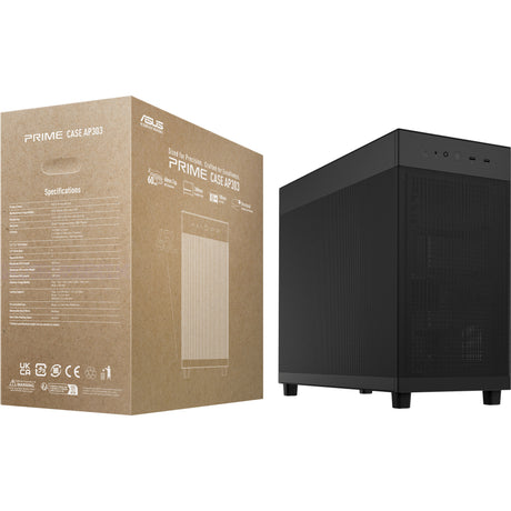 Asus prime ap303 - mesh panel midi tower behuizing (zwart | 2x usb-a | 1x usb-c)