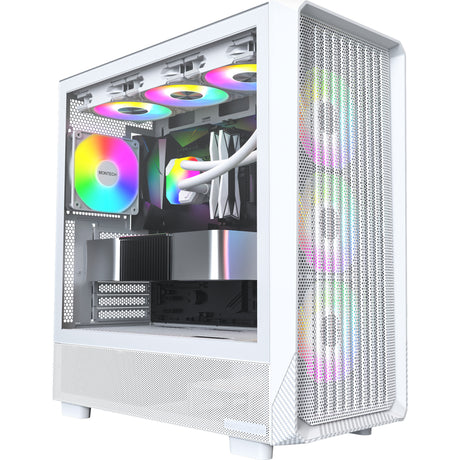 Montech x5 midi tower behuizing (wit | 2x usb-a | 1x usb-c | tempered glass)