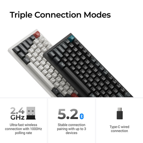 Keychron q6 ultra-m1 8k wireless custom mechanical keyboard (zwart, us lay-out (qwerty), silk pom red, 100%, rgb, hot swap, 8k, 2.4 ghz bluetooth 5.2 usb-c)