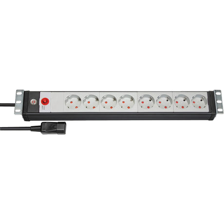 Brennenstuhl premium-line 19 contactdoosstrip voor schakelkasten 8-voudig zw lichtgr 3m h05vv-f 3g1,5 19 -format