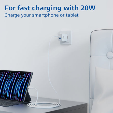 Act connectivity usb-c usb-a lader 20w met power delivery pps, quick charge, ganfast oplader (wit)