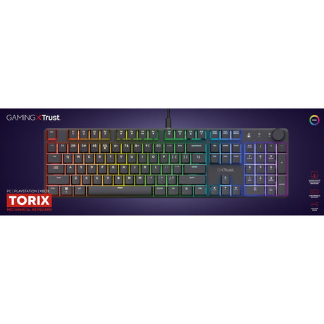 Trust gxt 866 torix mechanisch gaming toetsenbord (zwart, us lay-out (qwerty), huano red, 100%, rgb)