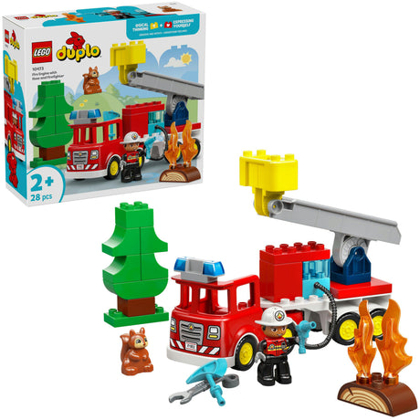 Lego duplo brandweertruck met slang en brandweerman educatief speelgoed voor kinderen 10473