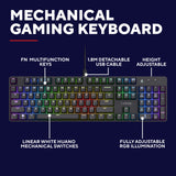 Trust gxt 871 zora mechanisch gaming toetsenbord (zwart, us lay-out (qwerty), huano red, 100%, rgb)