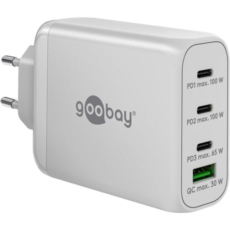 Goobay 100w gan usb-c pd multiport snellader (wit, 3x usb-c, 1x usb-a)