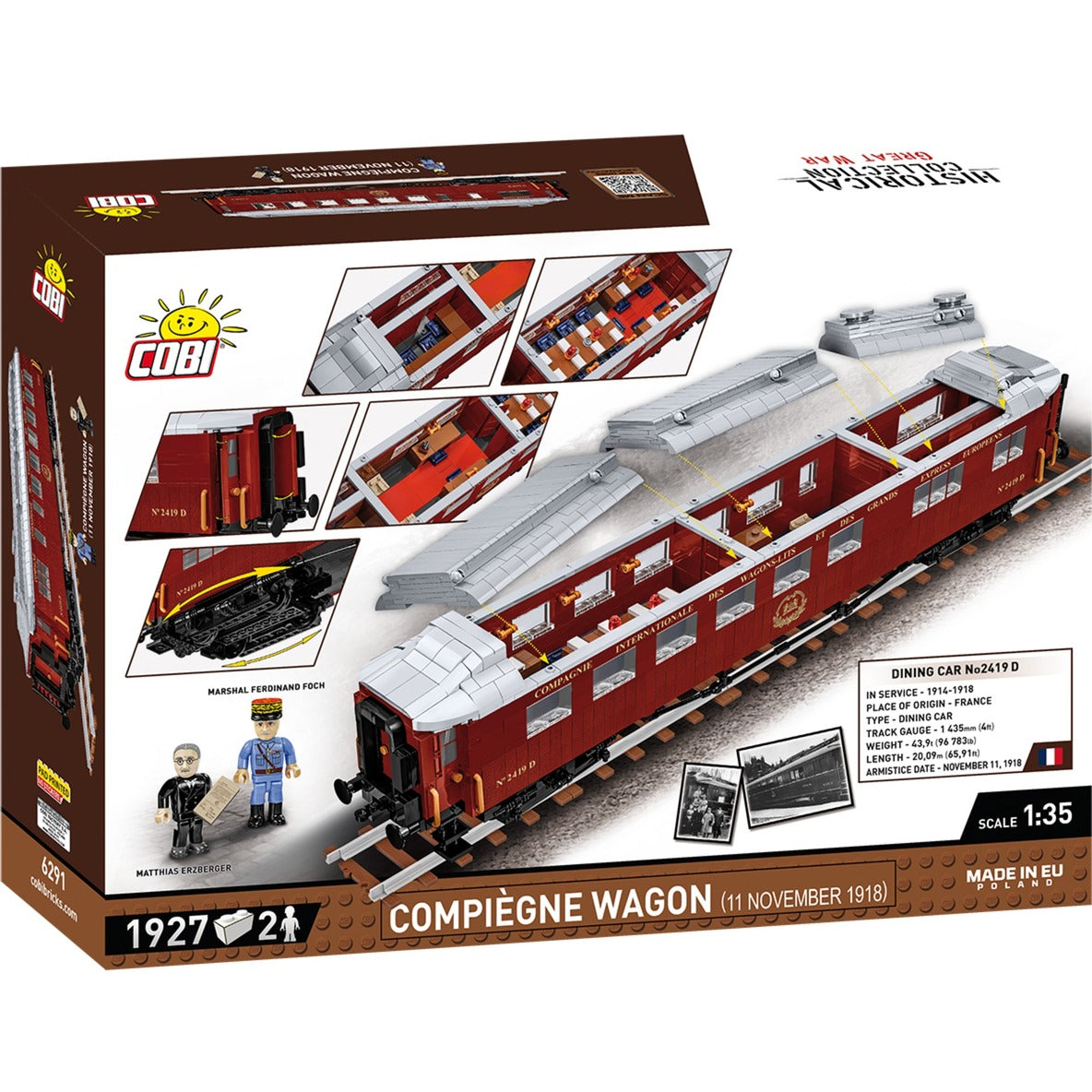 Cobi historical collection - compiègne wagon (11 november 1918) constructiespeelgoed (schaal 1:35)