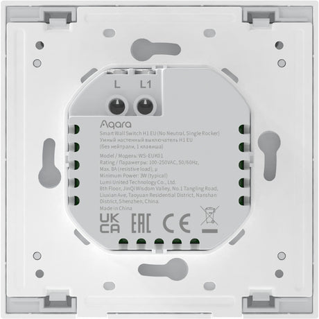 Aqara smart wall switch h1 (no neutral, single rocker) - zigbee 3.0 - enkele schakelaar - zonder nul draad