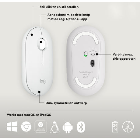 Logitech pebble mouse 2 m350s (wit)