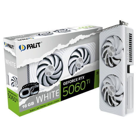 Palit geforce rtx 5060 ti oc white 16gb grafische kaart (wit, dlss 4, 3x displayport, 1x hdmi 2.1)