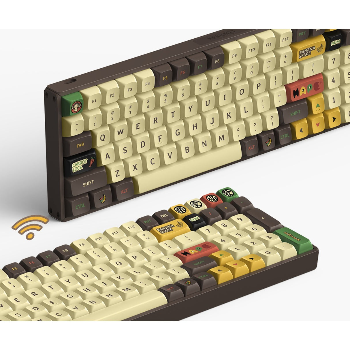 Iqunix f97 happy ape wireless mechanical keyboard (bruin, us lay-out (qwerty), ttc holy panda, 96%, rgb leds, hot-swappable, pbt, 2.4ghz | bluetooth 5.1 | usb-c)