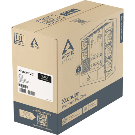 Arctic xtender vg midi tower behuizing (zwart | 2x usb-a | 1x usb-c | rgb | tempered glass)