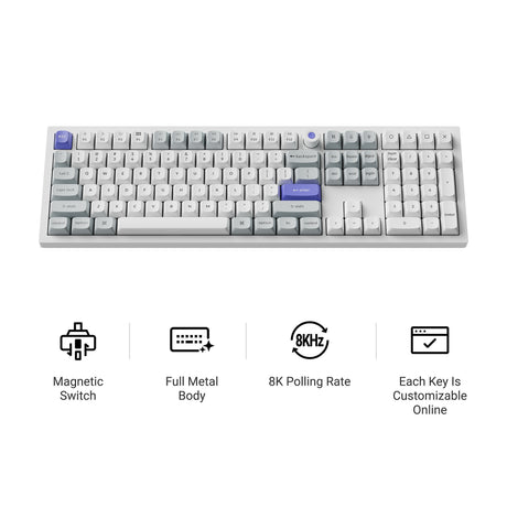Keychron q6 he 8k magnetic switch keyboard (wit, us lay-out (qwerty), ultra-fast lime, 100%, rgb, hot swap, 8k)