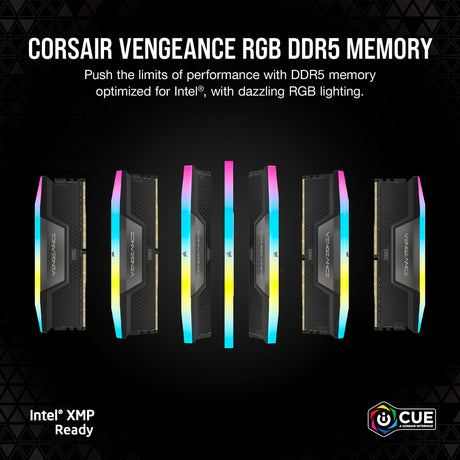 Corsair vengeance rgb 32 gb ddr5-6000 (2x 16 gb) werkgeheugen (zwart, cmh32gx5m2b6000c30, xmp 3.0)