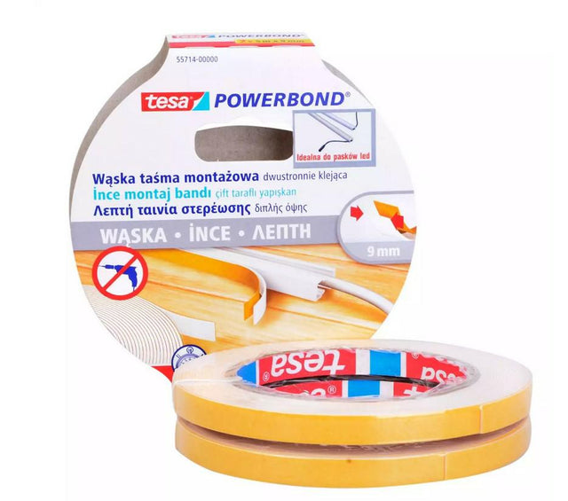 Tesa powerbond dubbelzijdige tape 2szt. 5m x 9mm smal