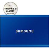 Samsung portable t7, 2 tb externe ssd (blauw, mu-pc2t0h ww, usb-a 3.2 (10 gbit s))
