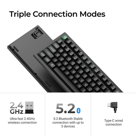 Keychron k4 ultra 8k wireless custom mechanical keyboard (zwart, us lay-out (qwerty), apex red, 96%, rgb leds, osa double-shot pbt, usb-c | 2.4 ghz | bluetooth 5.2)