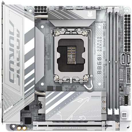 Gigabyte b860i aorus pro ice socket 1851 moederbord (zilver, raid, 2.5gb-lan, wi-fi 7, bt, sound, mini-itx)