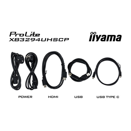 Iiyama prolite xb3294uhscp-b1 31.5 4k uhd monitor (zwart, 2x hdmi, displayport, 2x usb-a, 3x usb-c)