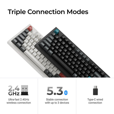 Keychron q5 ultra-m3 8k wireless custom mechanical keyboard (zwart, us lay-out (qwerty), silk pom red, 96%, rgb, hot swap, 8k, 2.4 ghz | bluetooth 5.2 | usb-c)