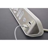 Brennenstuhl ®estilo hoekaansluitdoosstrook met usb laadfunctie 4-weg 2x beschermende contactdozen 2x euro zilver wit