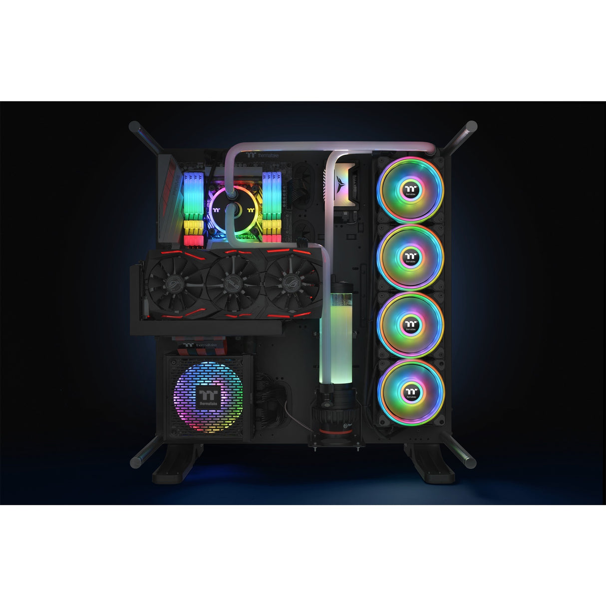 Thermaltake riing quad 14 rgb radiator fan tt premium edition single fan pack case fan (zwart, 140 x 140 x 25 mm)