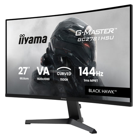 Iiyama g-master black hawk g2471hs-b1 27 curved gaming monitor (zwart, 1x displayport, 1x hdmi, 2x usb-a, 144 hz)