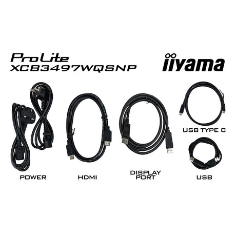 Iiyama prolite xcb3497wqsnp-b1 34 curved ultrawide monitor (zwart, 1x displayport, 2x hdmi, 2x usb-c, 2x usb-a, 1x rj-45, 120 hz)
