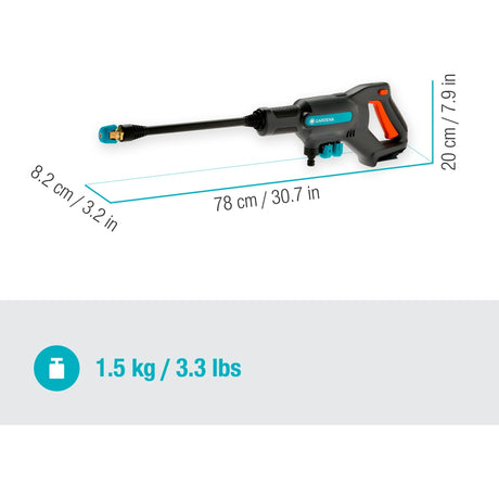 Gardena aquaclean 24 18 v p4a solo drukreiniger (grijs turquoise, 14800-55, accu niet inbegrepen)