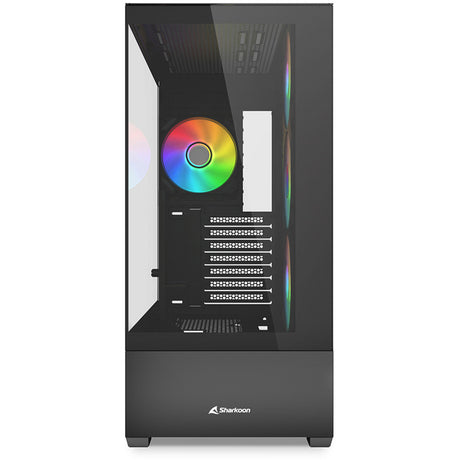 Sharkoon ak6 rgb midi tower behuizing (zwart | 2x usb-a | 1x usb-c | rgb | tempered glass)