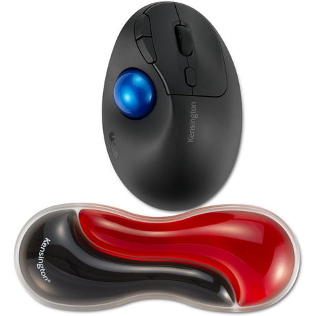 Kensington slim duo gel mouse trackball wrist rest polssteun (rood zwart)