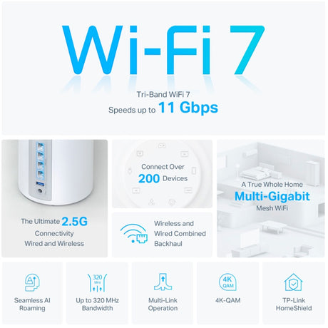 Tp-link deco be65 wifi 7 mesh tri-band 2-pack mesh router (wit, 2 stuks)