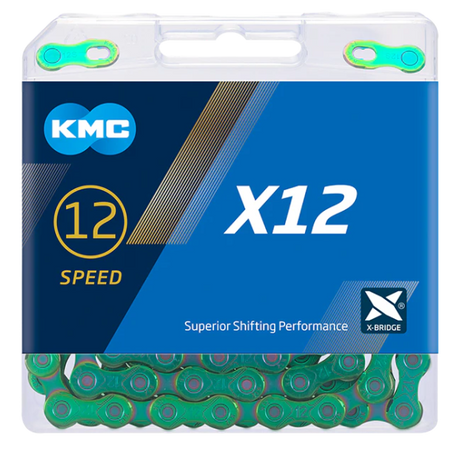 Kmc kette x12 chain x12 126 links aurora green