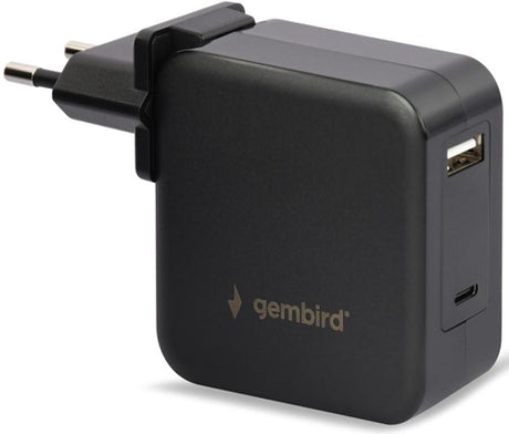 Enzo gembird usb-c snellader-laptopvoeding 60w usb + usb-c zwart - 9550195