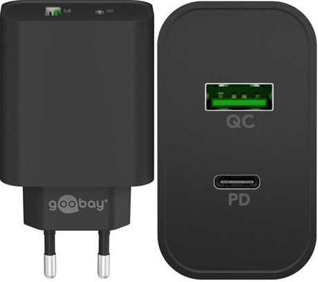 Enzo goobay usb + usb-c snellader 45w zwart - 9550193