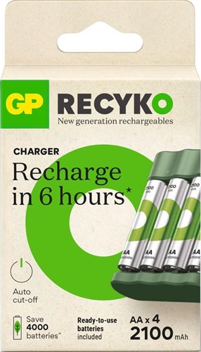 Gp usb batterijlader + 4 x aa-batterijen 2100mah nimh