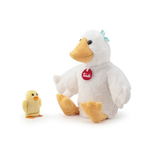 Handpop gans met baby 33cm