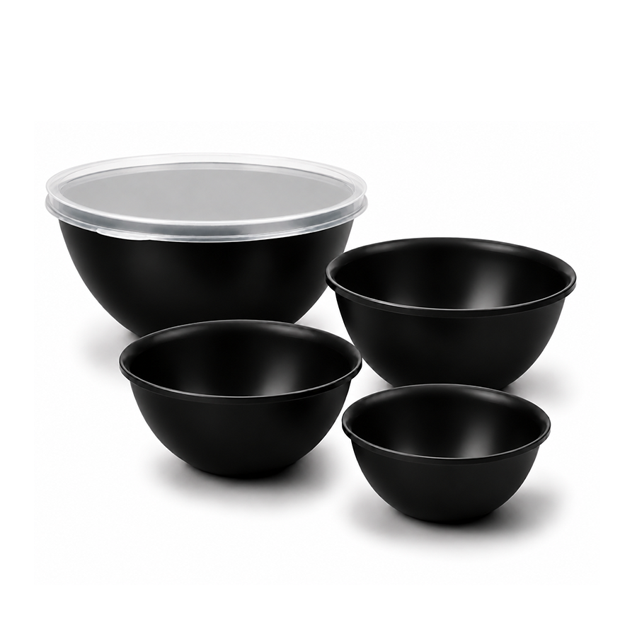 Home creation serving bowl zwart set 4-delig