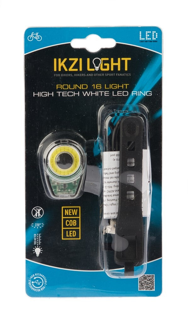 Ikzi-lahka žaromet krog16 z belim cob LED prstan USB