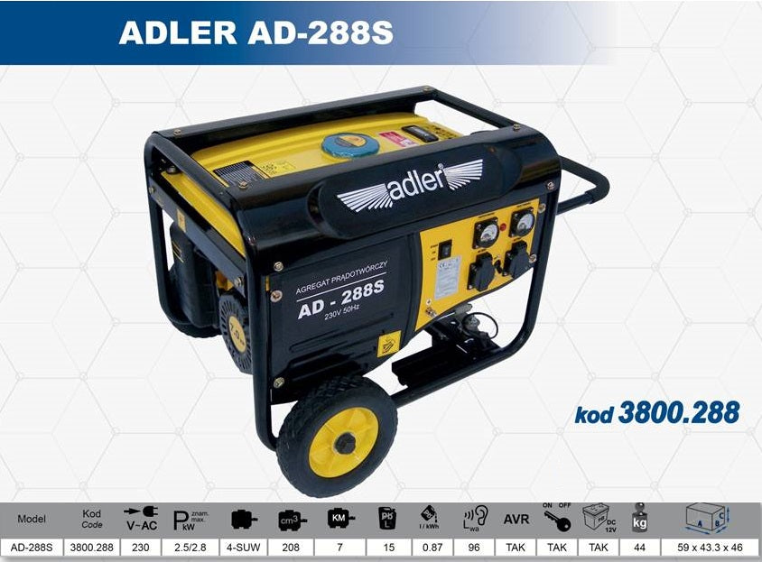 Adler stroomgenerator 2,8kw ad-288s