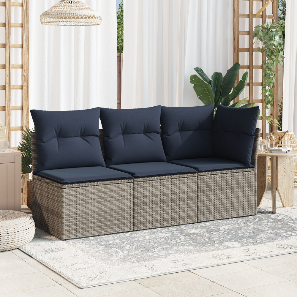 Vidaxl tuinstoel zonder armleuning met kussens poly rattan grijs