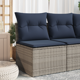 Vidaxl tuinstoel zonder armleuning met kussens poly rattan grijs