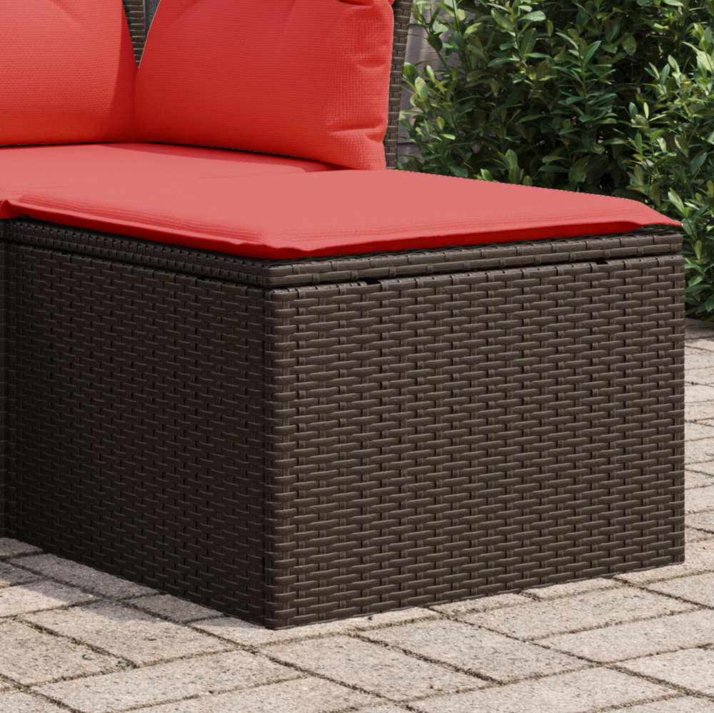 Vidaxl tuinkruk met kussen 55x55x37 cm poly rattan bruin