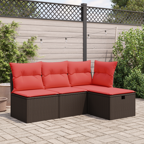Vidaxl tuinkruk met kussen 55x55x37 cm poly rattan bruin