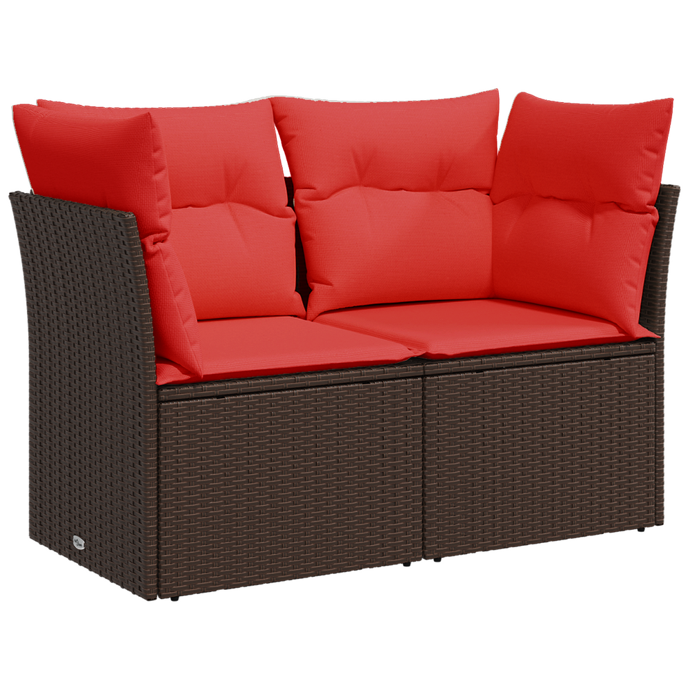 Vidaxl tuinbank met kussens 2-zits poly rattan bruin